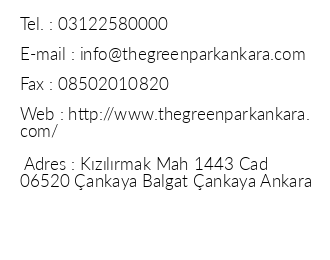 The Green Park Hotel Ankara iletiim bilgileri